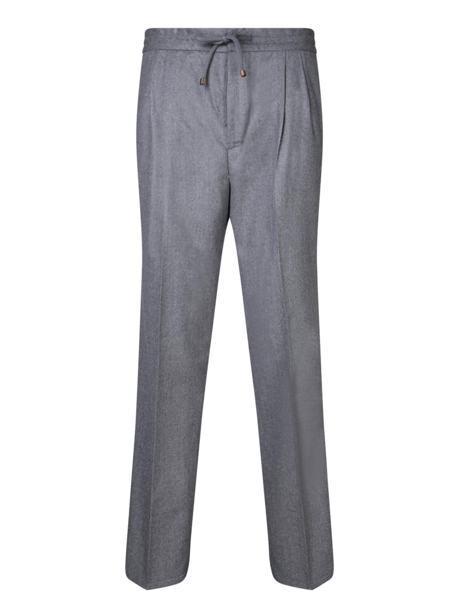 BRUNELLO CUCINELLI Grey Drawstring Trousers Product Image