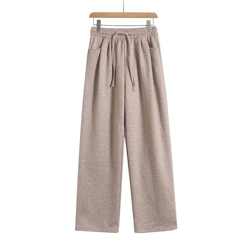 High Rise Plain Wide Leg Pants Product Image