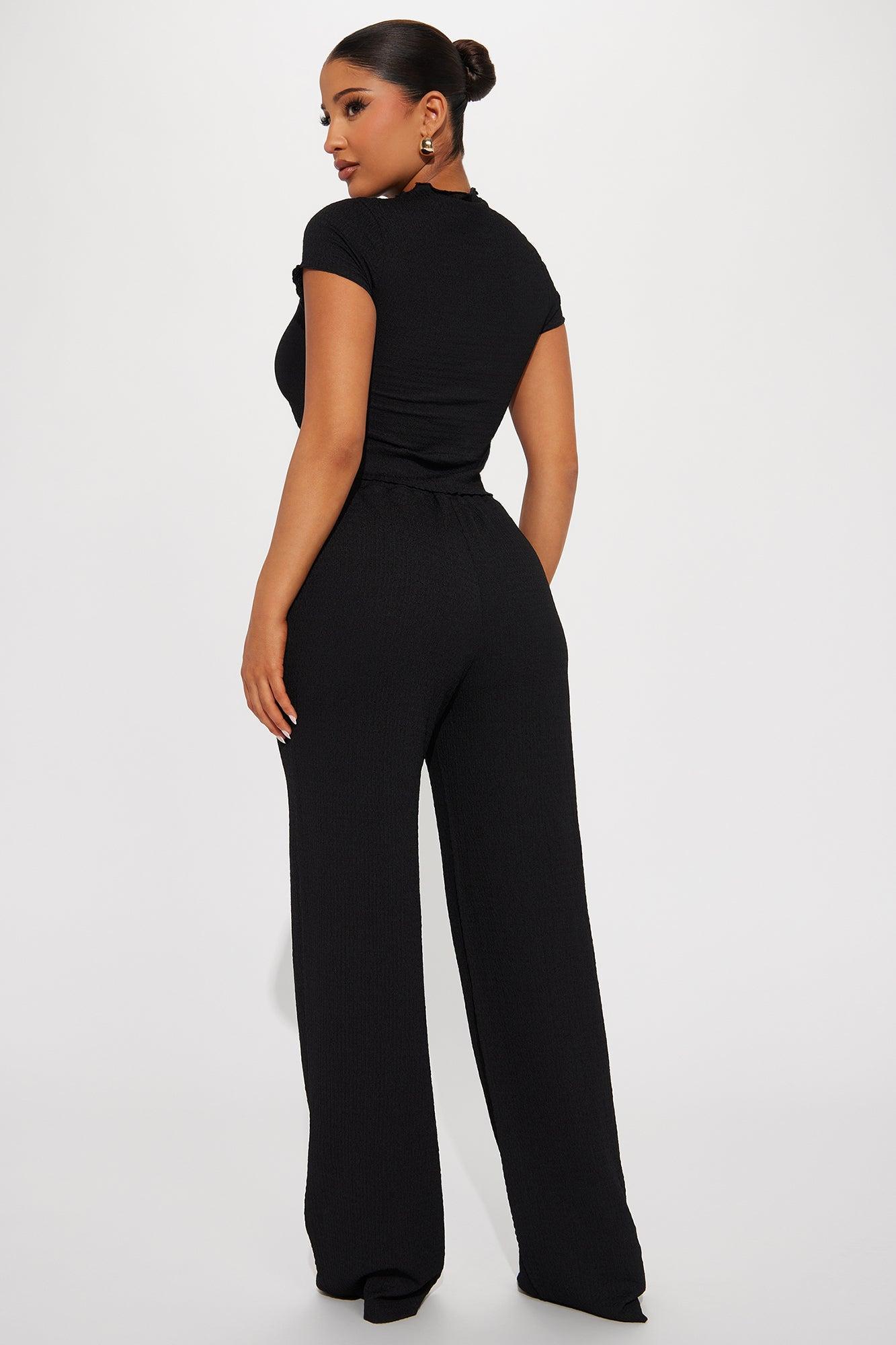 Life Is Good Textured Pant Set - Black Product Image