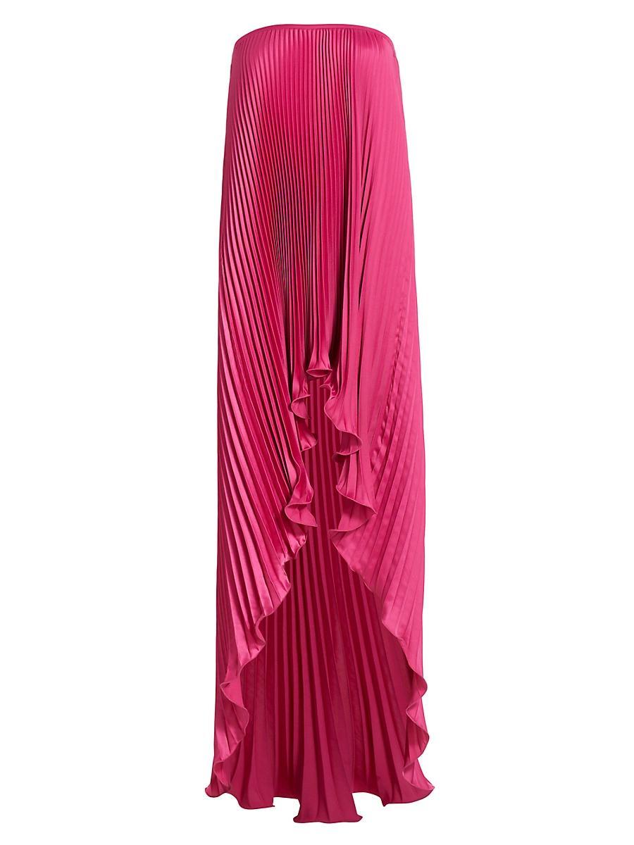 Womens Les lments Feminite Pleated Satin High-Low Strapless Dress Product Image