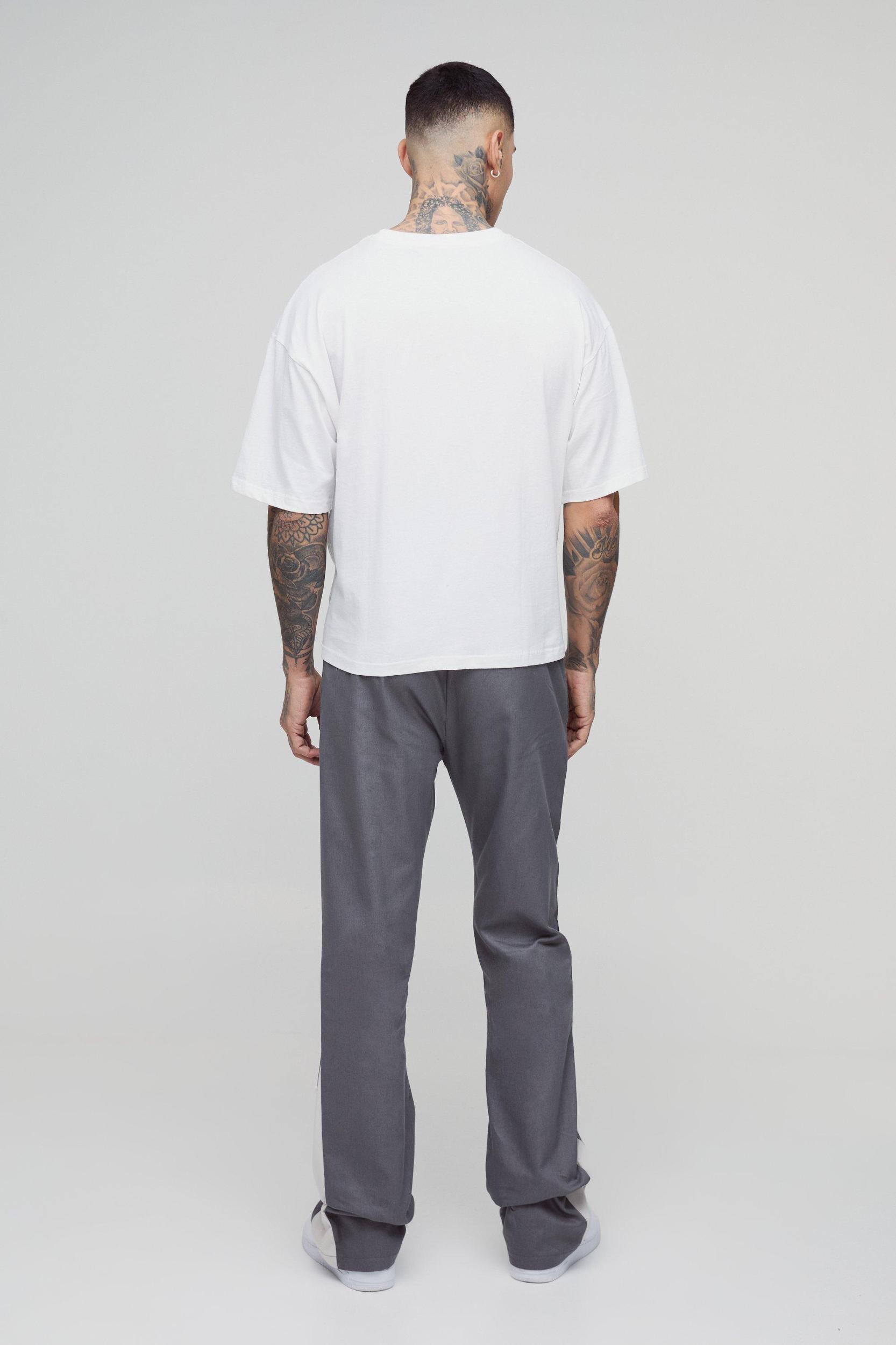 Tall Drawcord Waist Stacked Flared Gusset Pants | boohooMAN USA Product Image