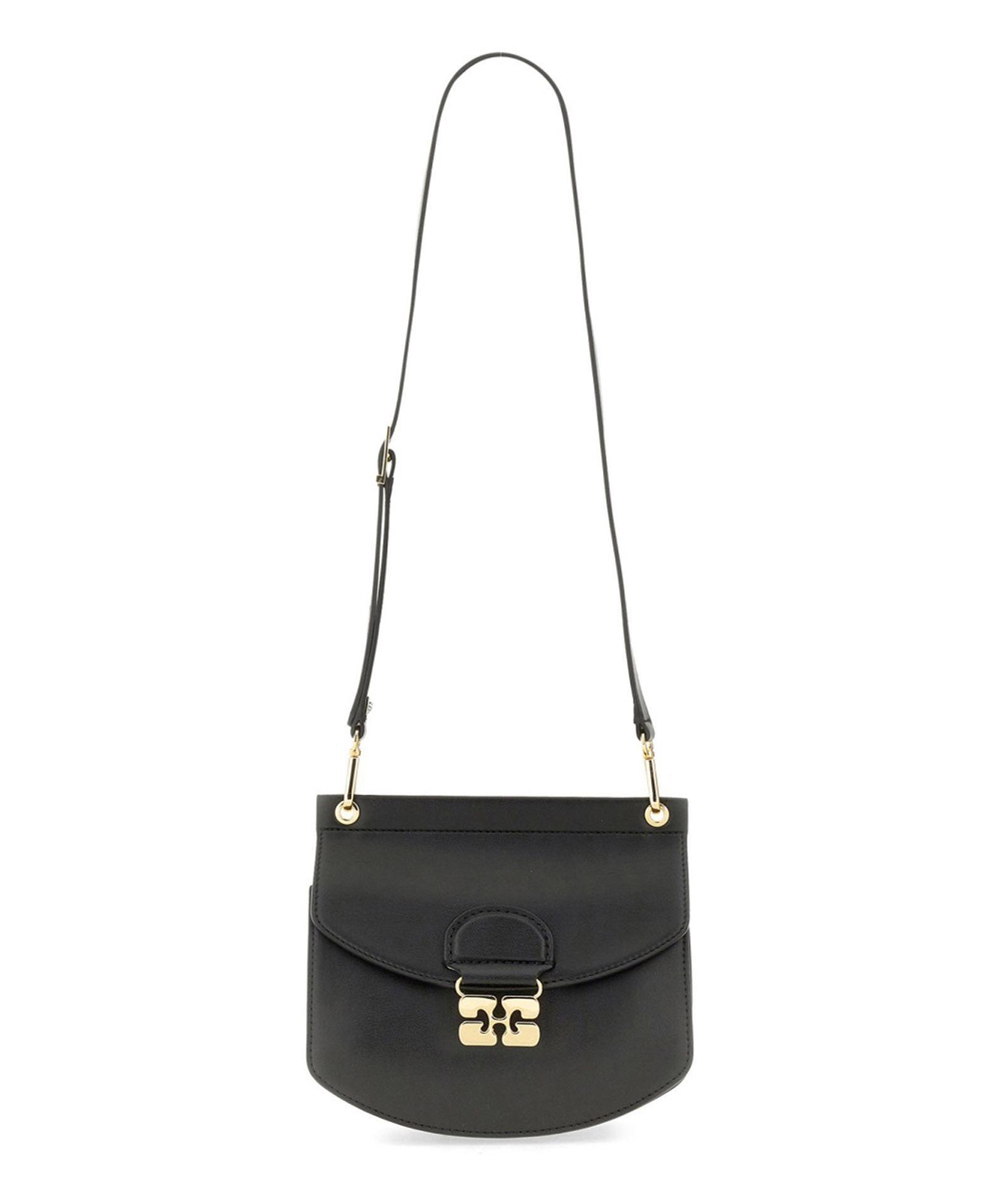 GANNI Small Shoulder Bag With Adjustable Strap And Gold-tone Hardware In Black Product Image
