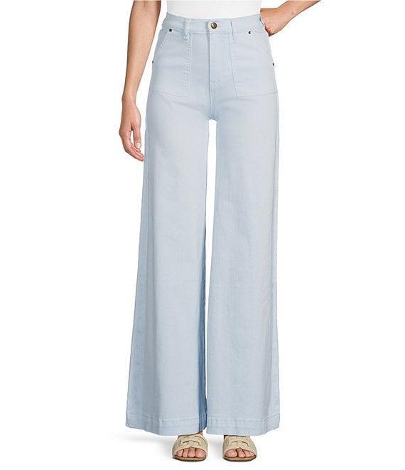 A Loves A High Rise Wide Leg Patch Pocket Utility Jeans Product Image