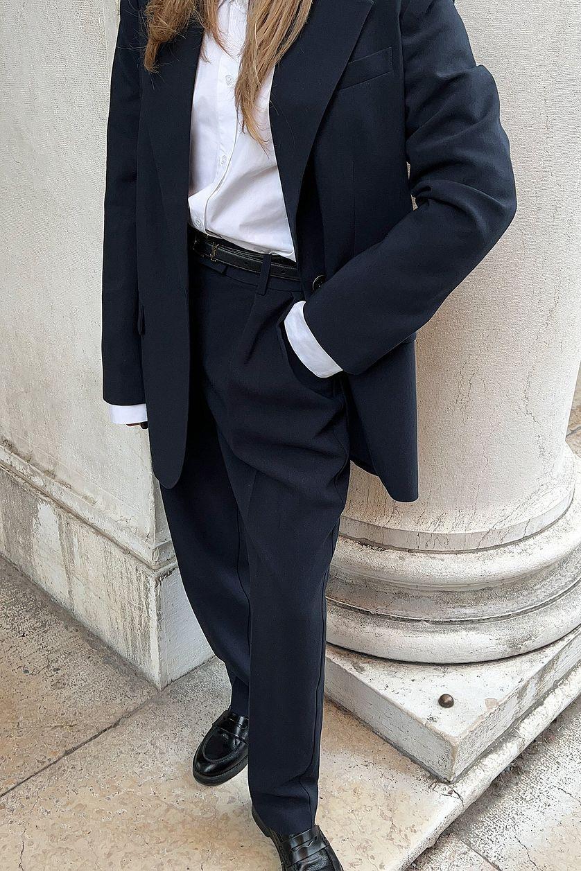 Tapered High Waist Suit Pants Product Image