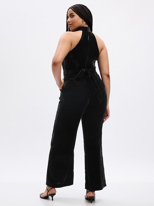 Velvet Halter Jumpsuit Product Image