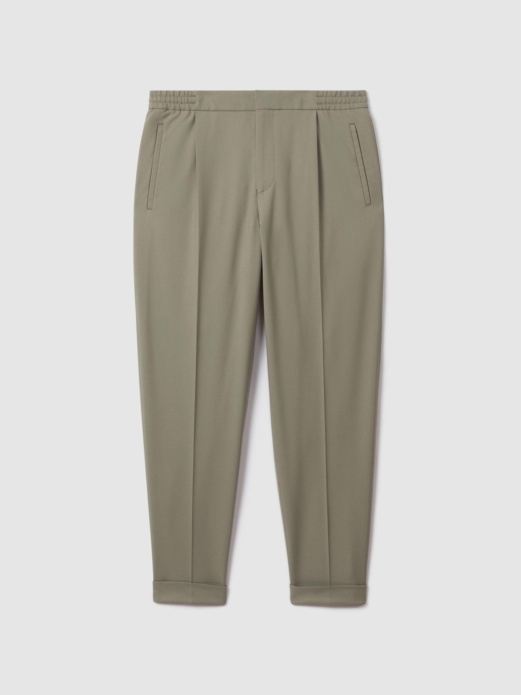 Brighton Sage Relaxed Drawstring Trousers with Turn-Ups Product Image