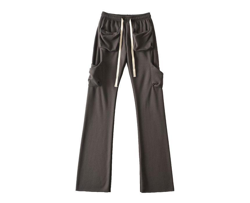 Drawstring Straight Leg Cotton Pants Product Image