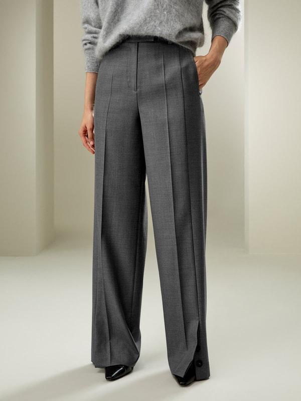 Wool Silk Blend Straight Pants Product Image