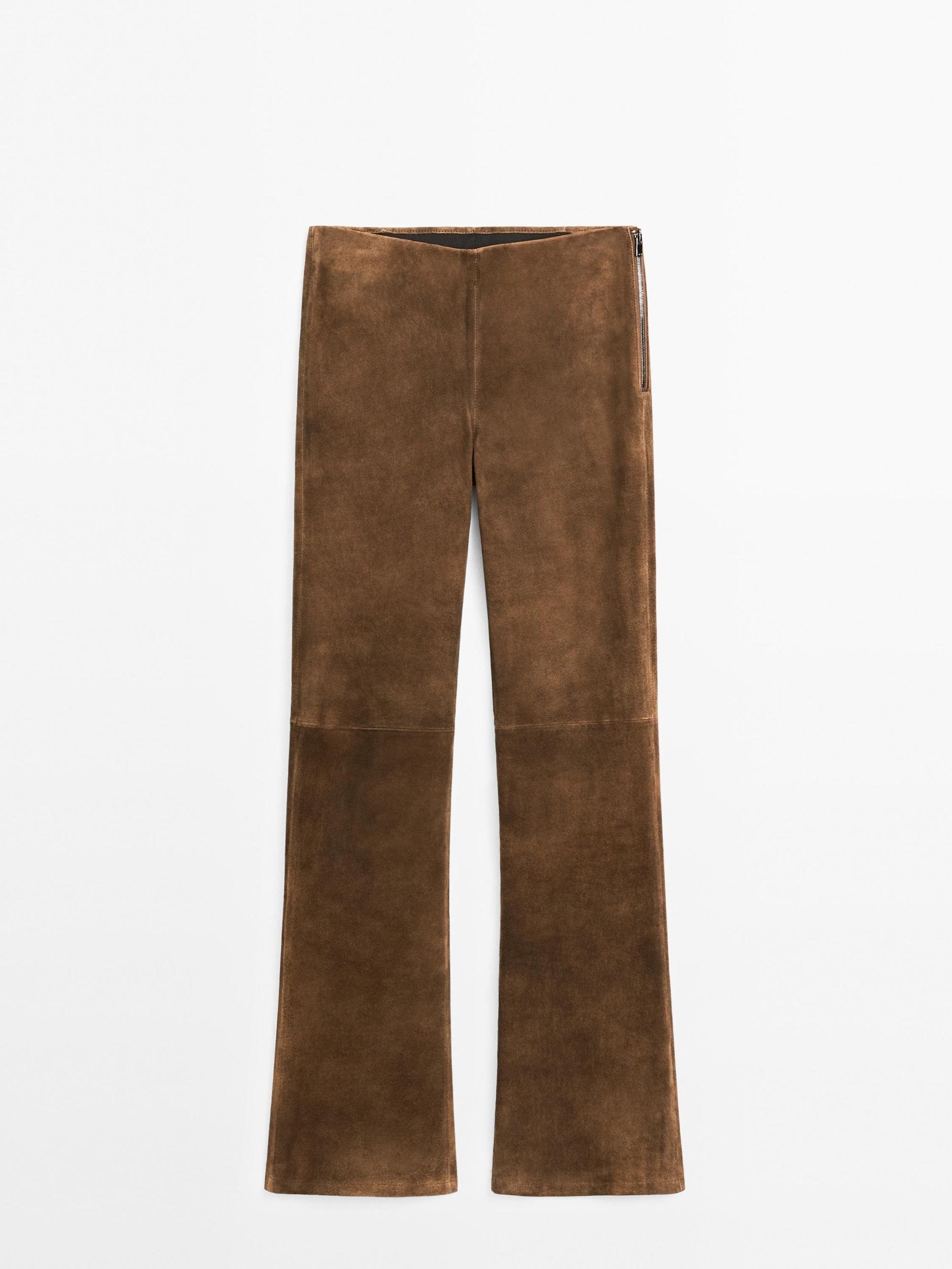 Flared suede leather trousers Product Image