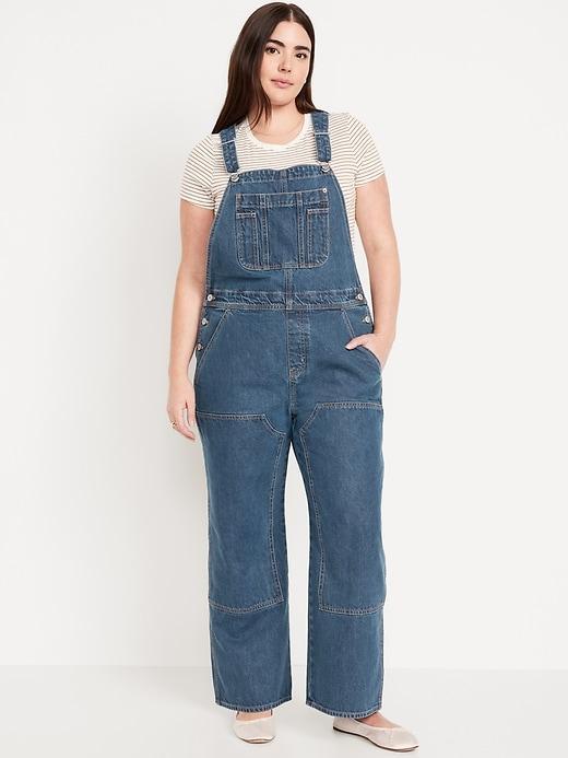 Baggy Wide-Leg Jean Overalls Product Image