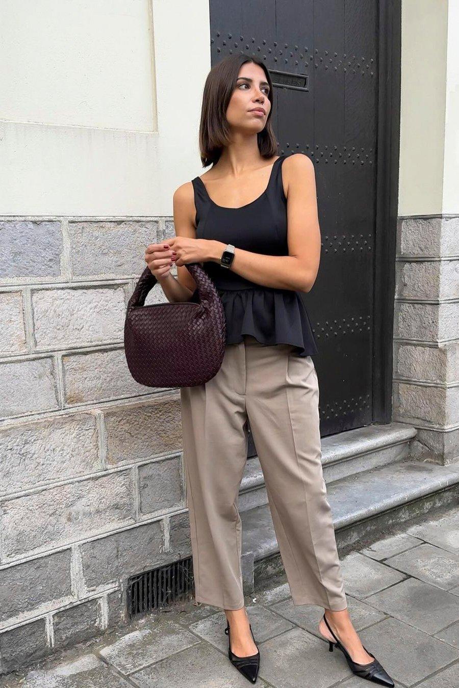 Cropped Mid Waist Suit Pants Product Image