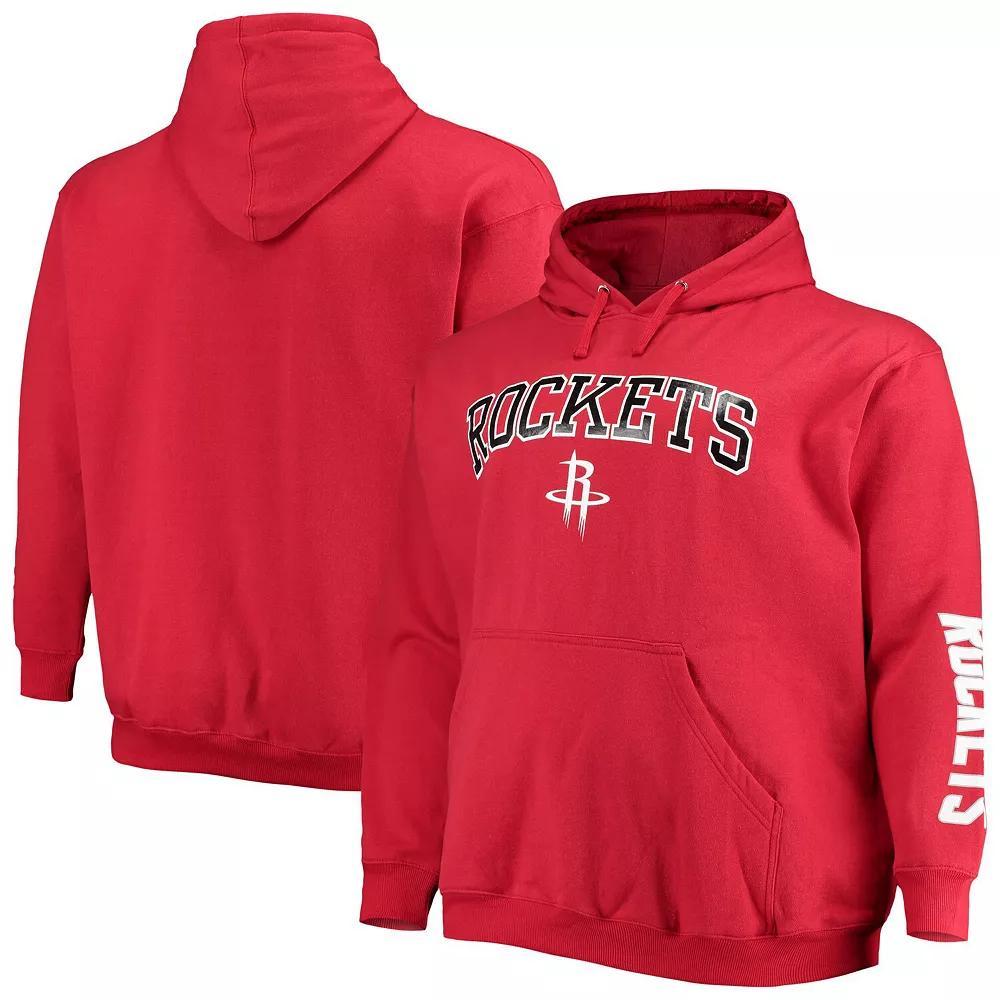 Men's Fanatics Branded Red Houston Rockets Big & Tall Team Wordmark Pullover Hoodie,  Product Image