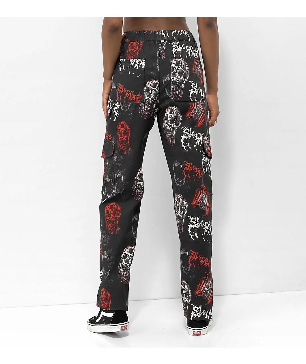 SWIXXZ Monster Pattern Black Cargo Pants Product Image