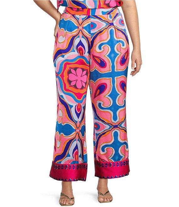Sugarlips Plus Abstract/Geometric-Printed Border-Hem Coordinating Palazzo Pants Product Image