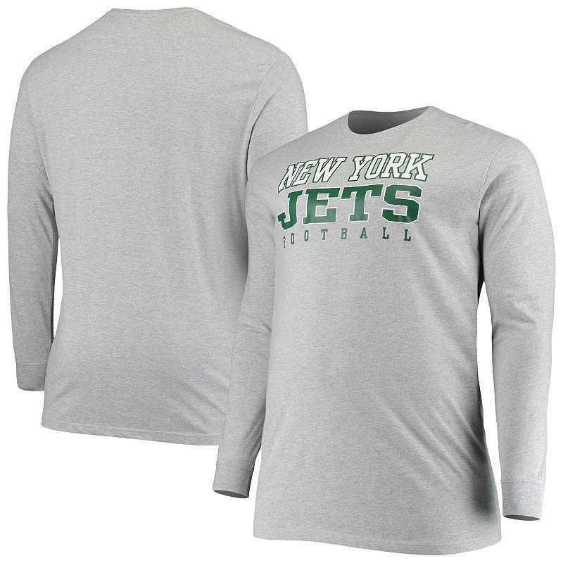 Men's Fanatics Branded Heathered Gray New York Jets Big & Tall Practice Long Sleeve T-Shirt, Size: 2XB, Grey Product Image