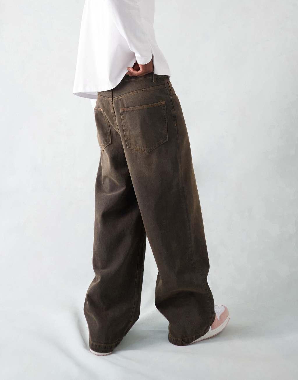 ASOS DESIGN super baggy jeans in tinted brown wash Product Image