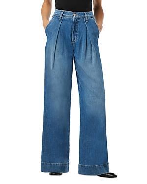 Womens Pleated Denim Trousers Product Image