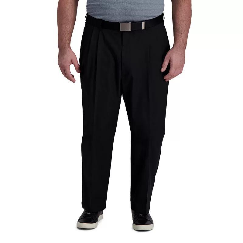 Big & Tall Haggar® Cool Right® Classic-Fit Pleated Performance Flex Pants, Men's, Size: 46X29, Black Product Image