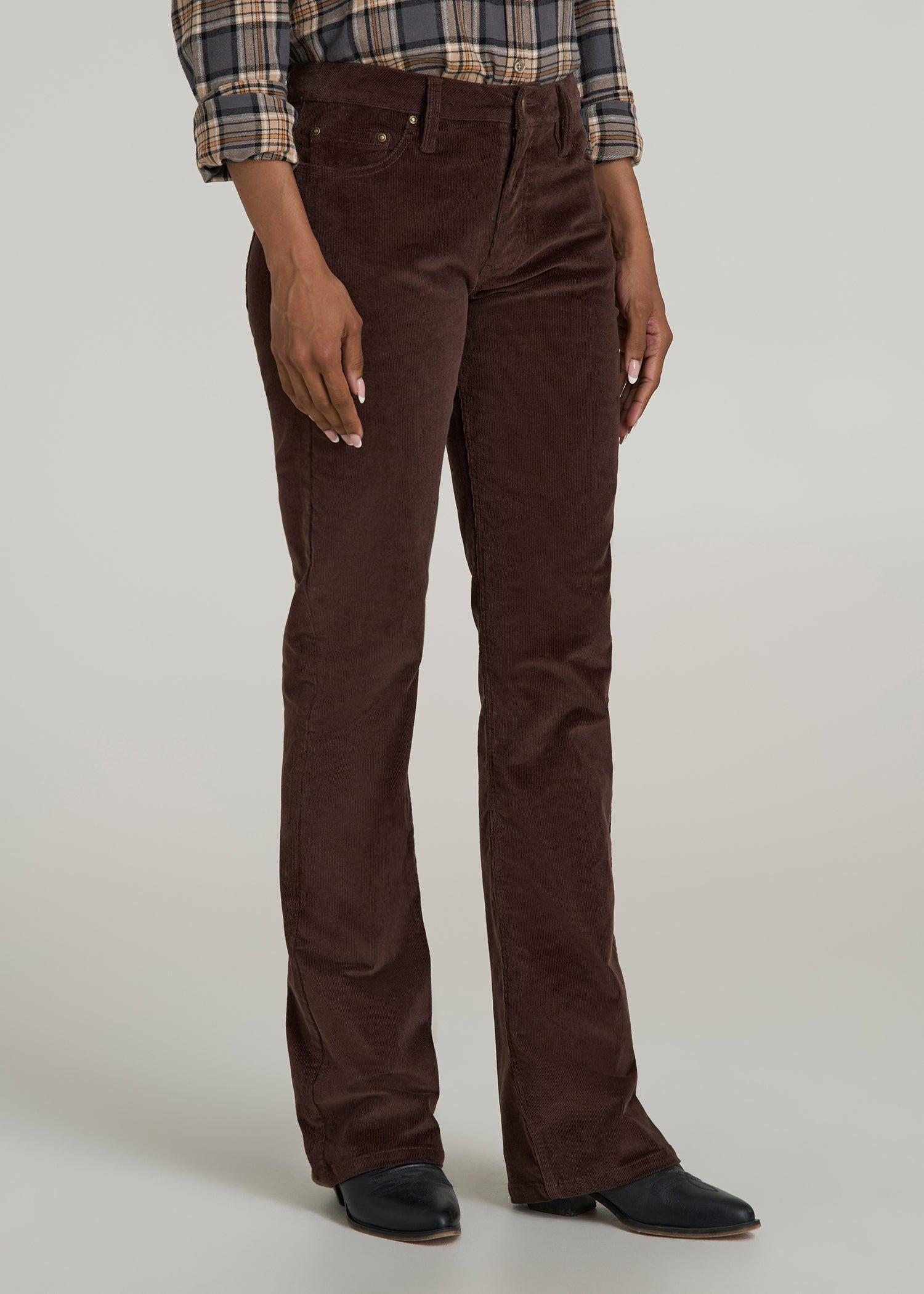 Mid-Rise Mini Bootcut Corduroy Pants for Tall Women in Espresso Female Product Image