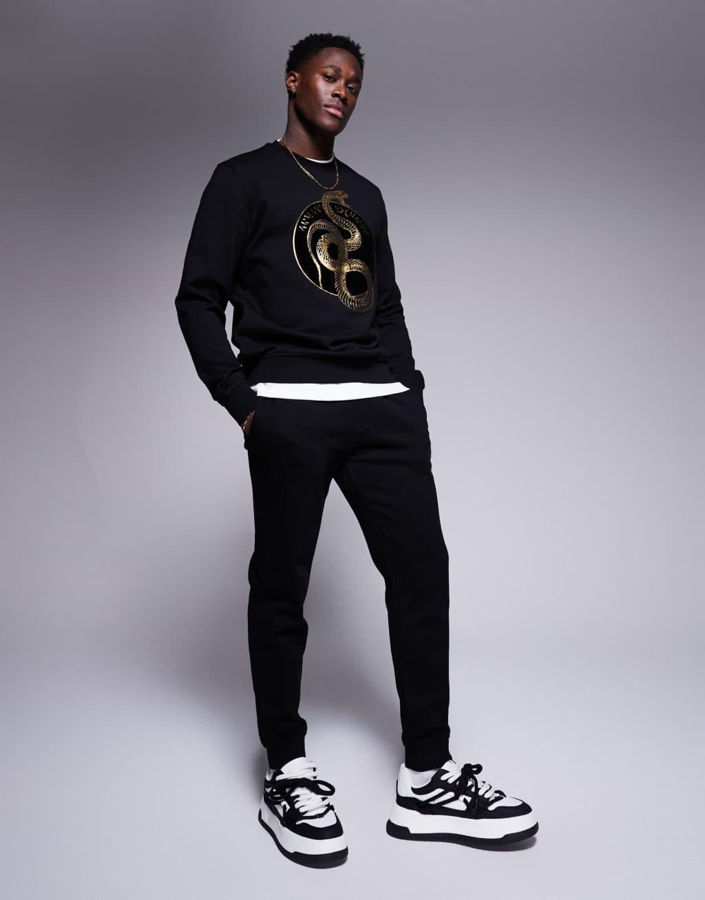 Armani Exchange lunar capsule snake sweatshirt in black Product Image