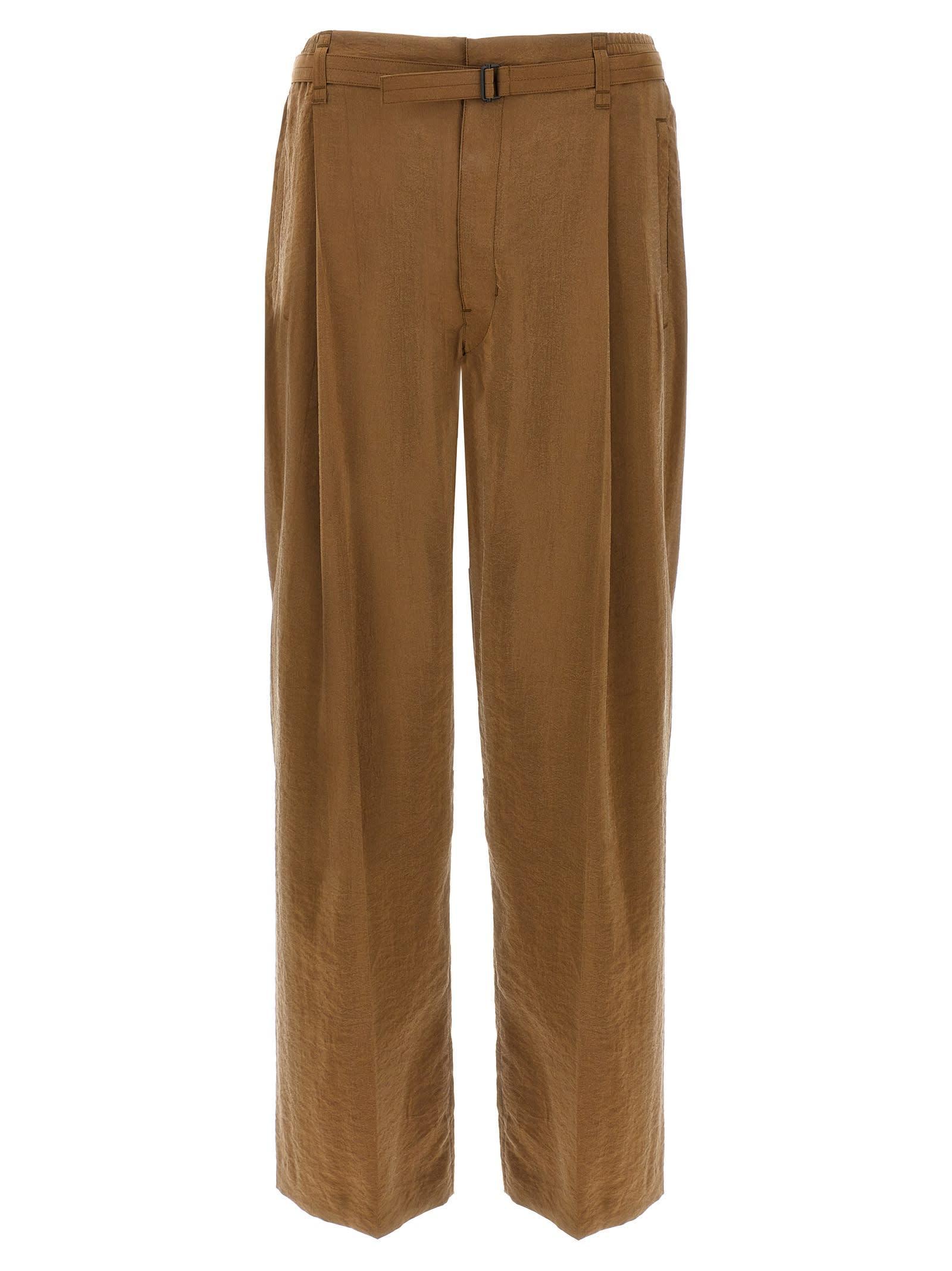 LEMAIRE Straight-leg Wool-blend Trousers In Brown Product Image