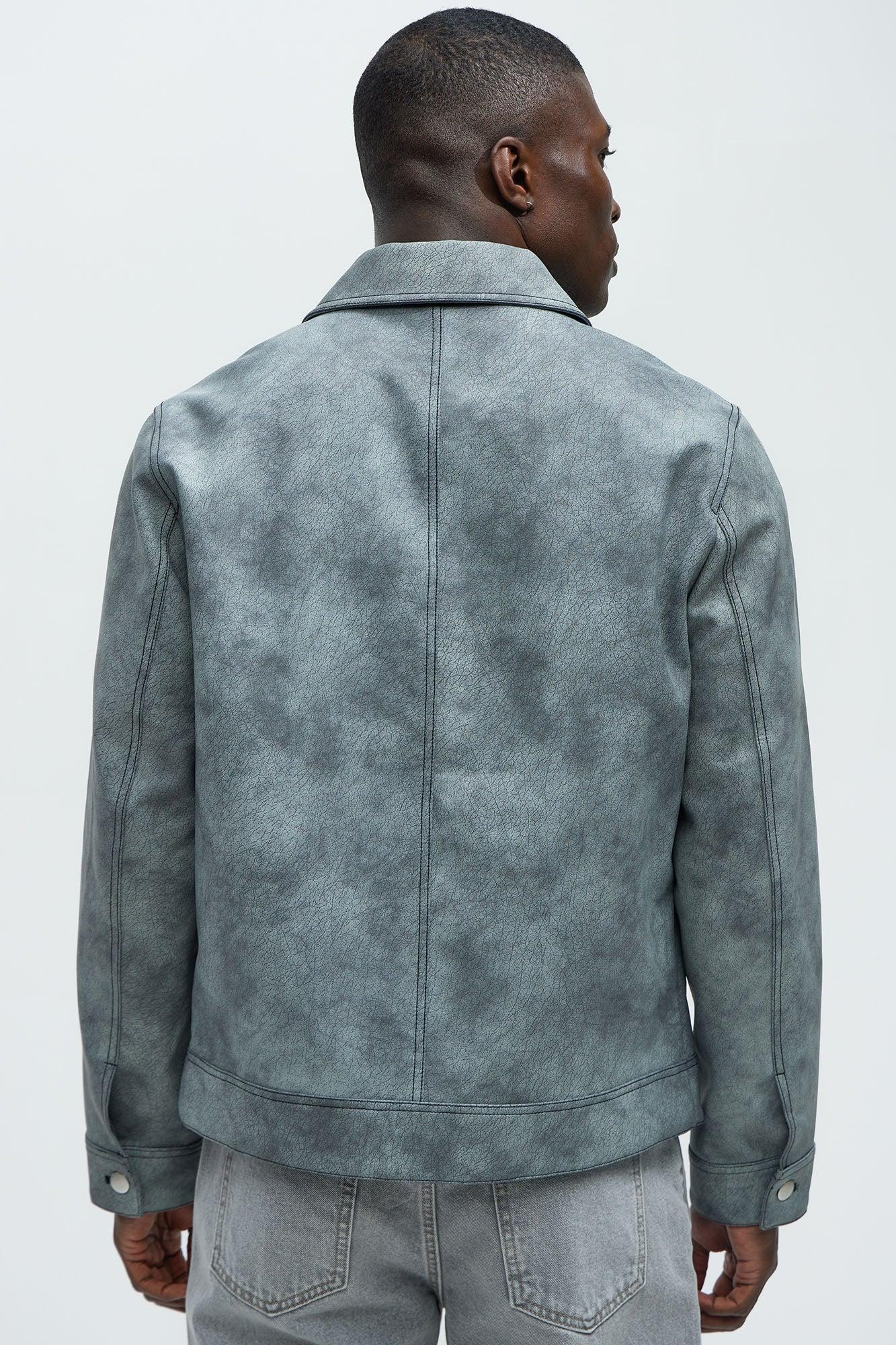 Ellis Faux Leather Jacket - Grey Product Image