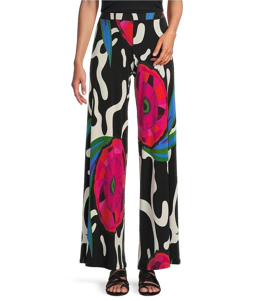 Eva Varro Abstract Print Boat Neck 3/4 Blouson Sleeve Pleated Tie Top Product Image