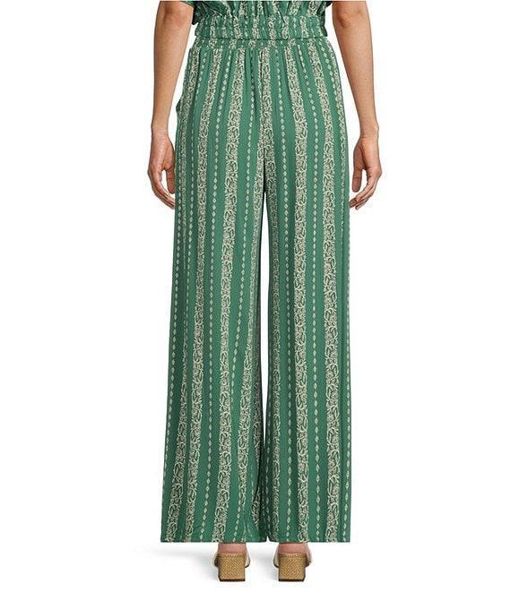 Angie Printed Tie Front Wide Leg Coordinating Palazzo Pants Product Image