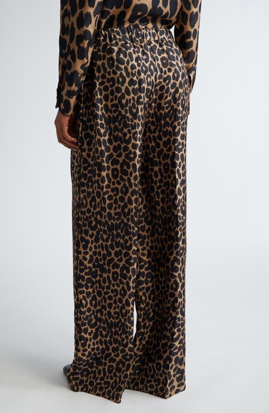 MAX MARA Ghinea Leopard Print Silk Wide Leg Pants In Multi Product Image