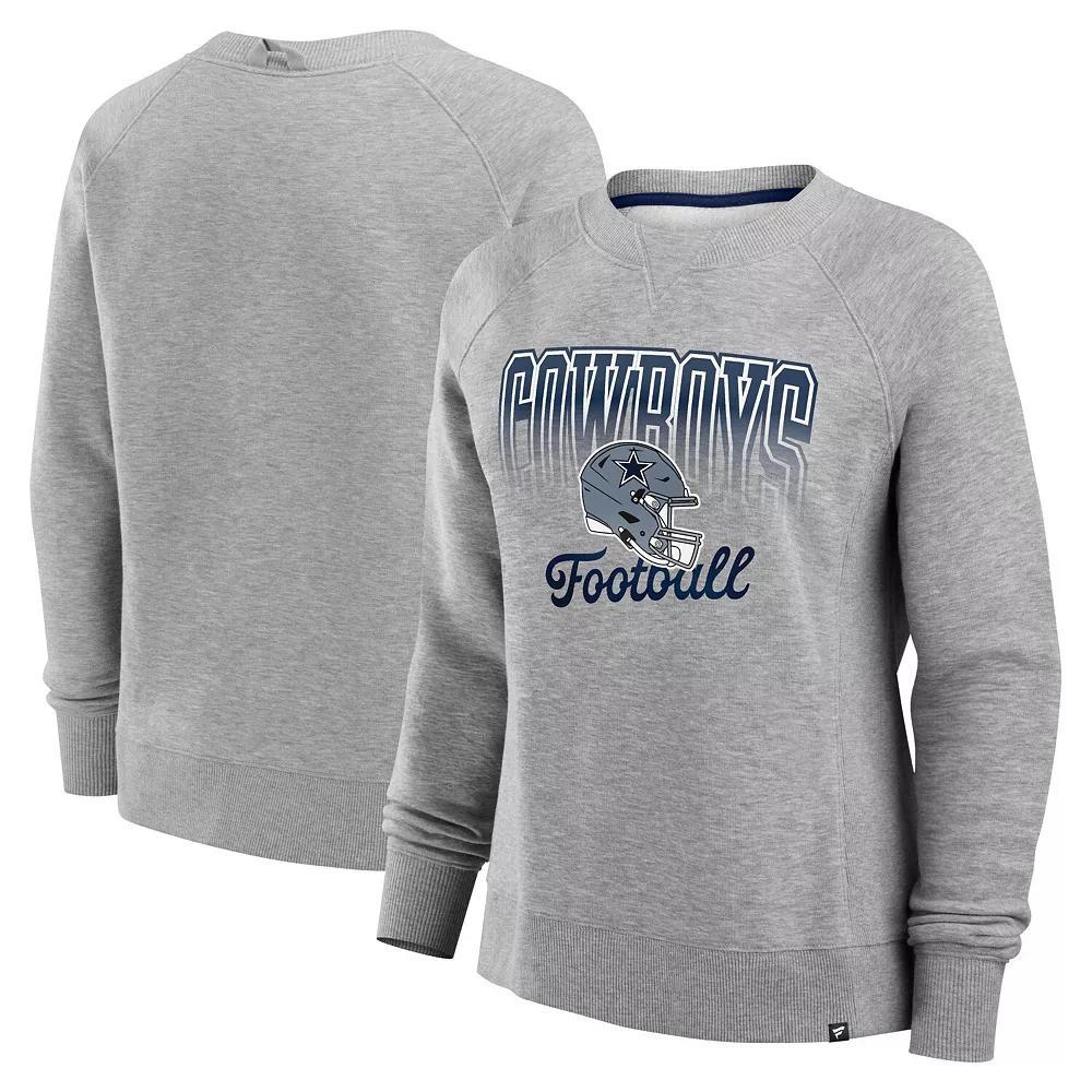 Women's Fanatics Heather Gray Dallas Cowboys Hit Hard Fleece Pullover Sweatshirt, Size: Small, Grey Product Image