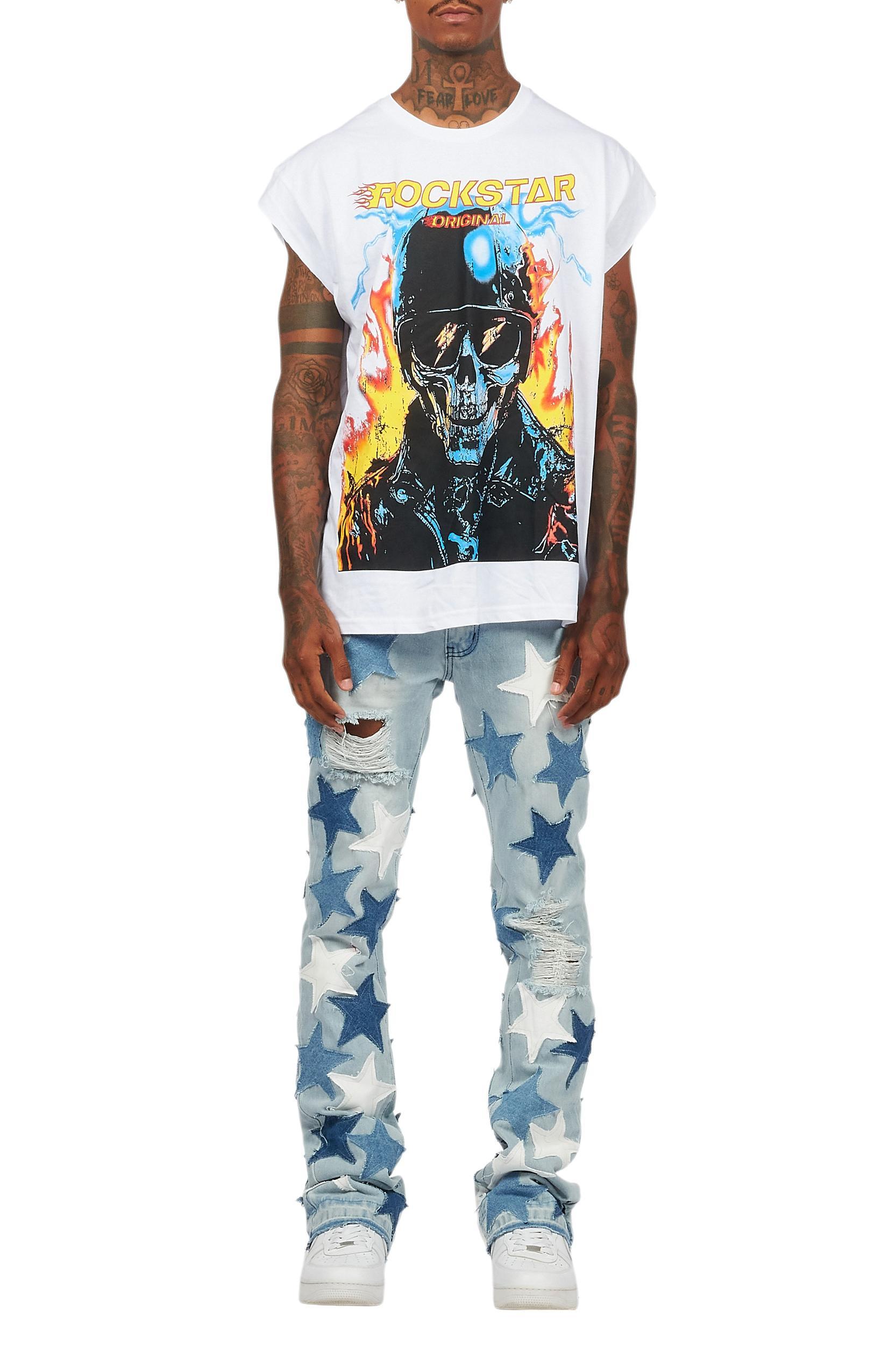 StarLane Light Blue Stacked Flare Jean Male Product Image