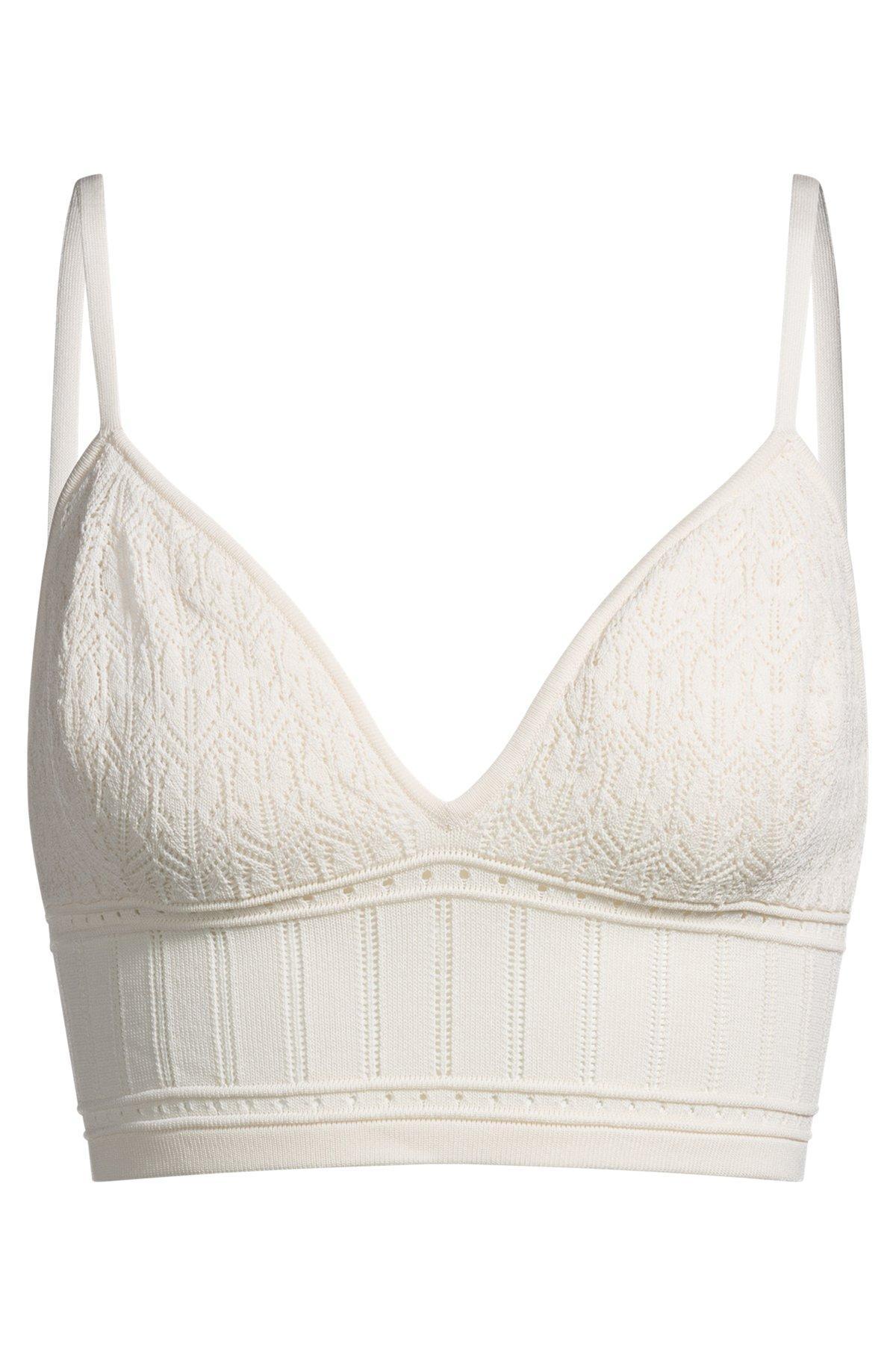 Knitted top in stretch fabric with mixed structures Product Image