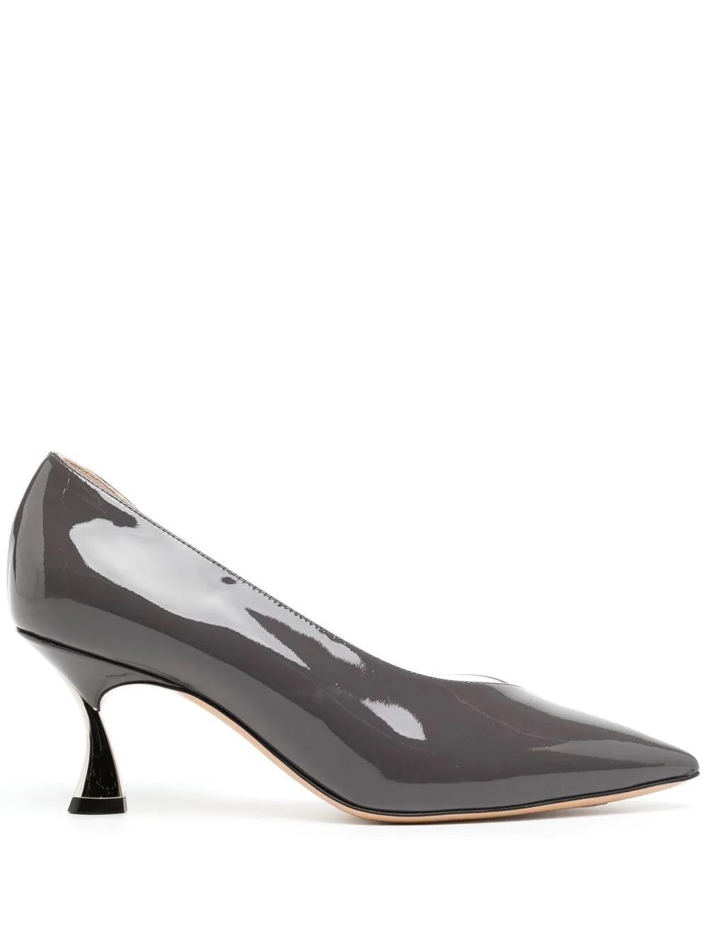 CASADEI Pointed-toe High-shine Finish Pumps In Grey Product Image