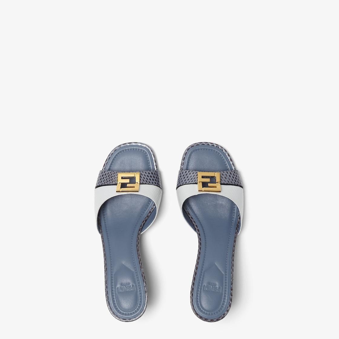 Fendi FFoldBlue and gray ayers medium-heeled sandals Product Image