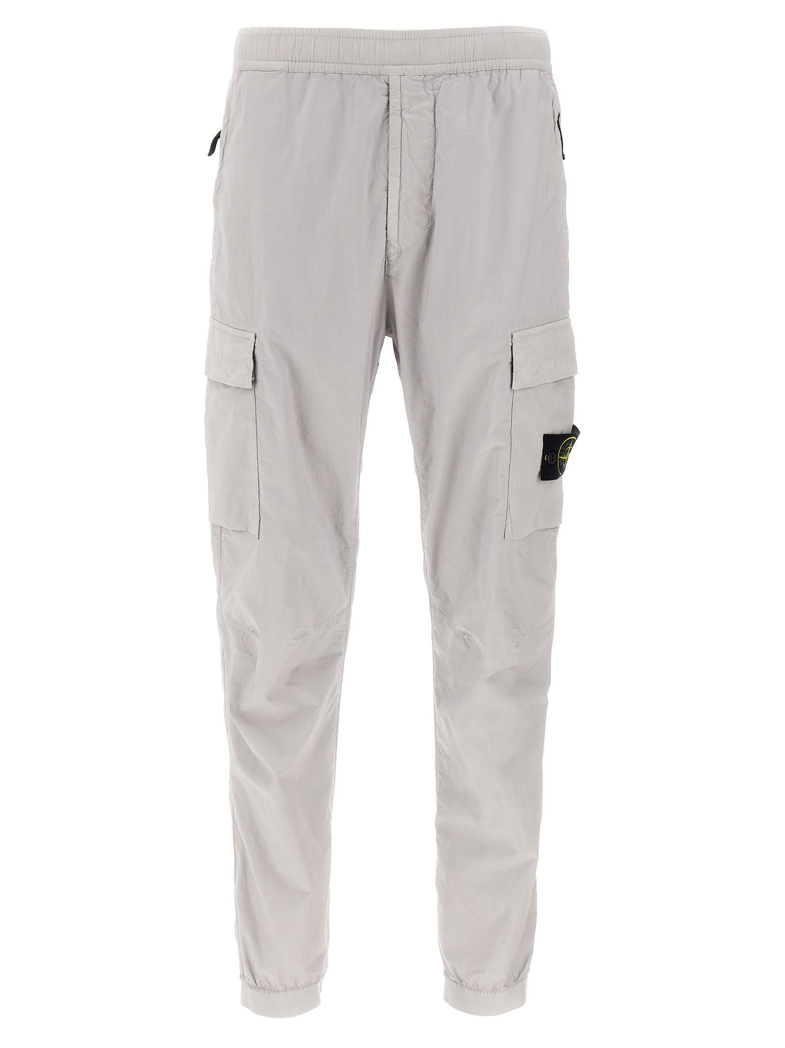 STONE ISLAND Logo Patch Cargo Pants In Gray Product Image