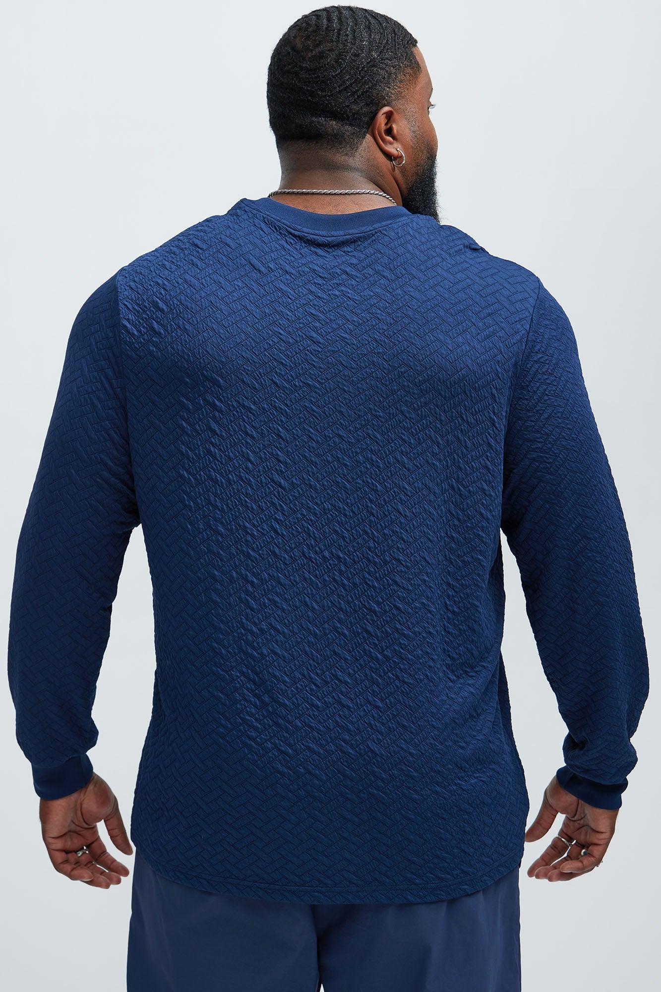 We Outside Textured Long Sleeve Tee - Navy Product Image