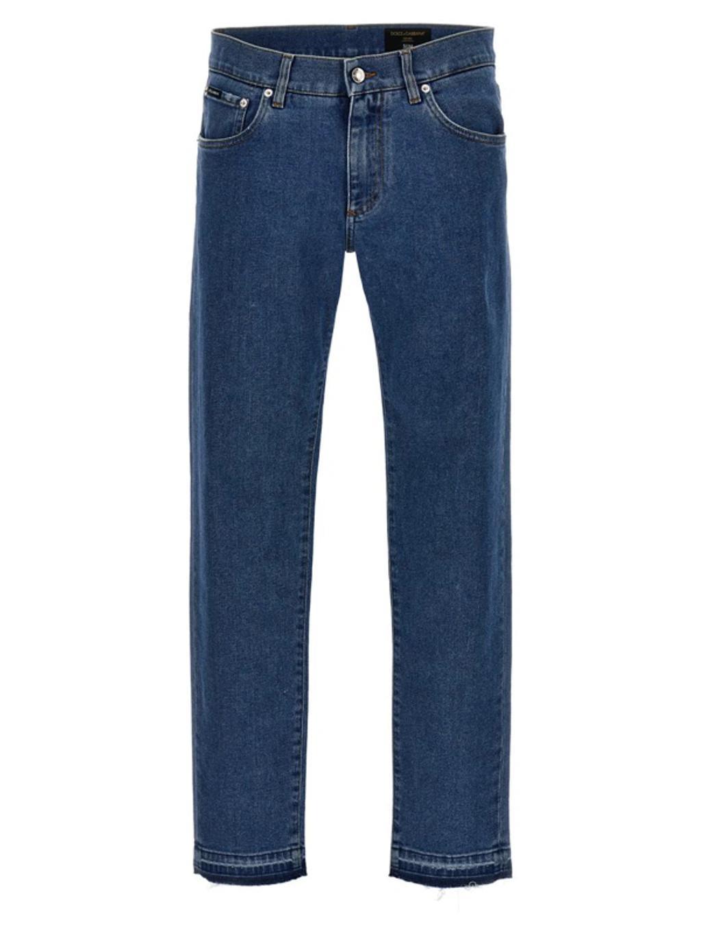 Logo Plaque Straight Leg Jeans In Blue Product Image