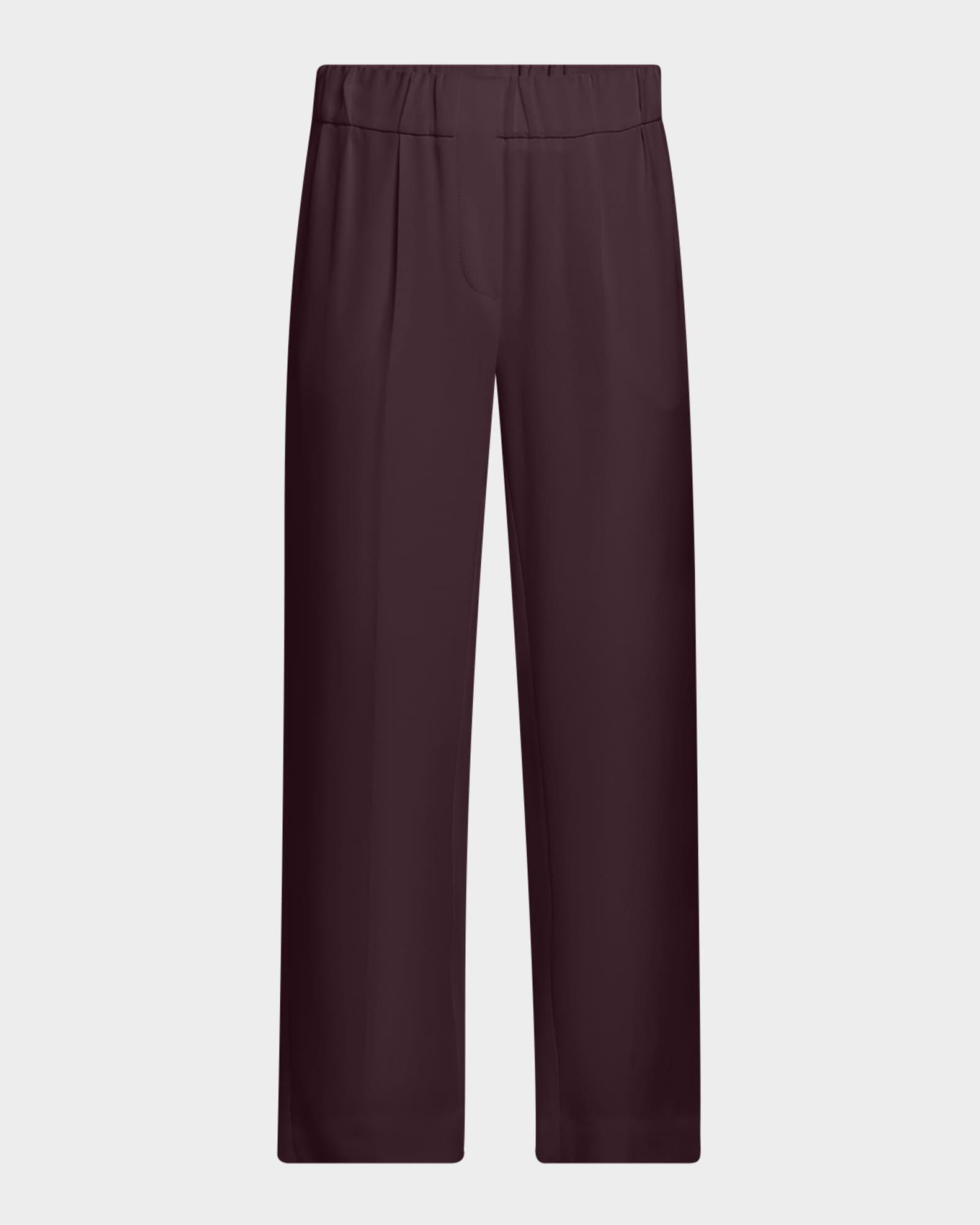 Silk Crepe Cady Tailored Straight-Leg Pull-On Pants Product Image