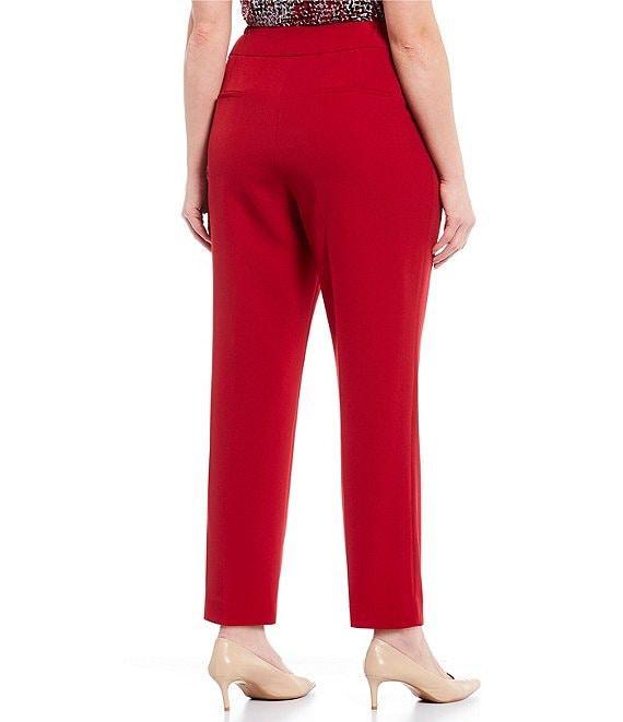 Kasper Plus Size Solid Crepe Slim Straight Ankle Pants Product Image