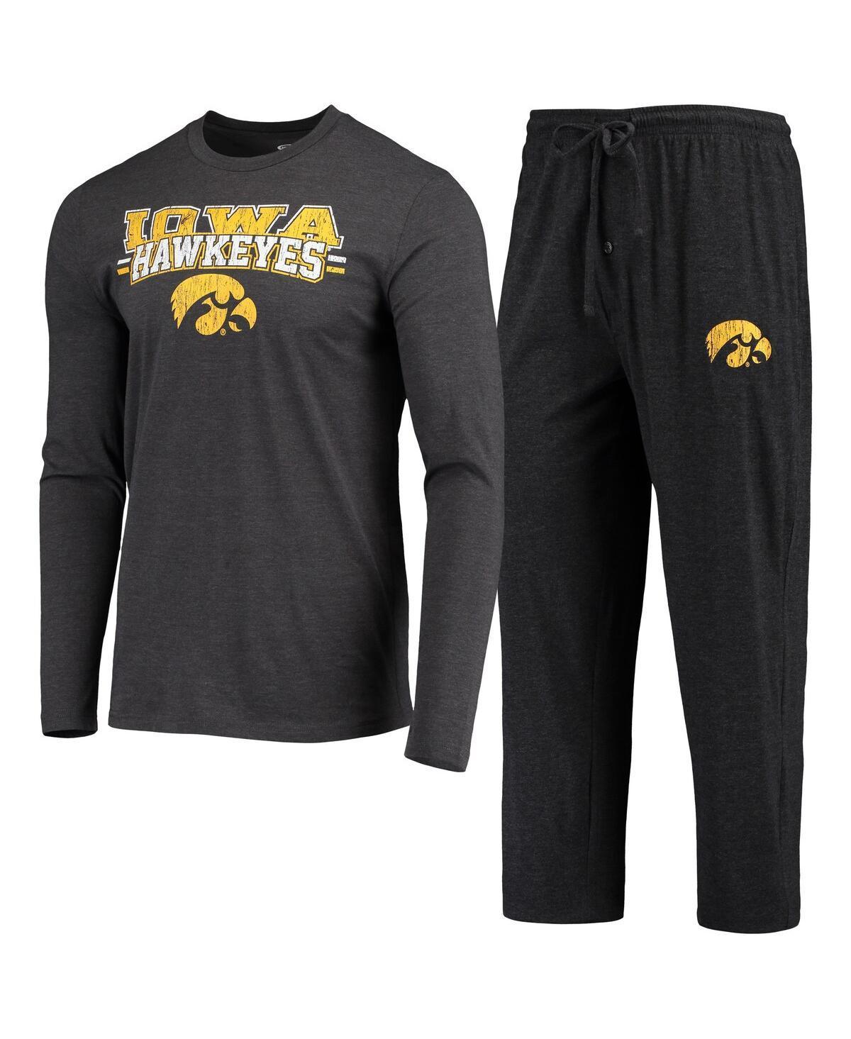 Mens Concepts Sport /Heathered Charcoal Iowa Hawkeyes Meter Long Sleeve T-Shirt & Pants Sleep Set Product Image