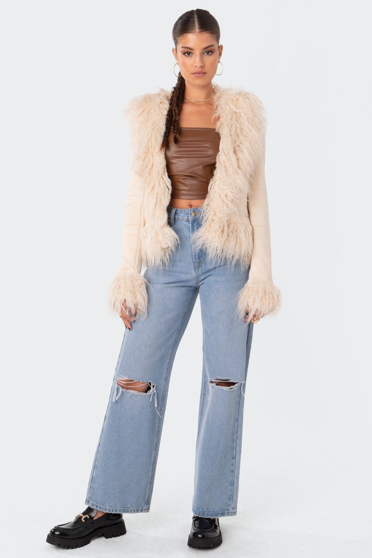 Faux Fur Trim Coat Product Image