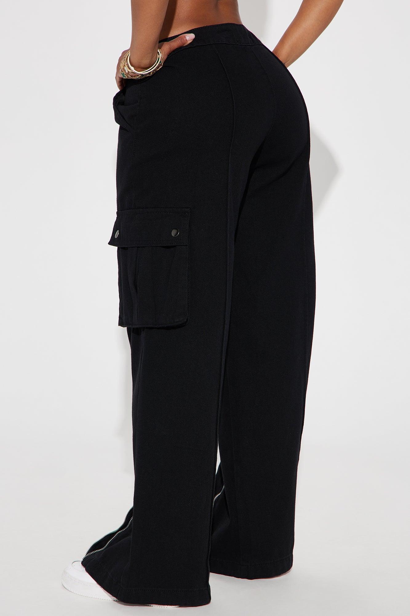 Take Notes Low Rise Cargo Pant - Black Product Image