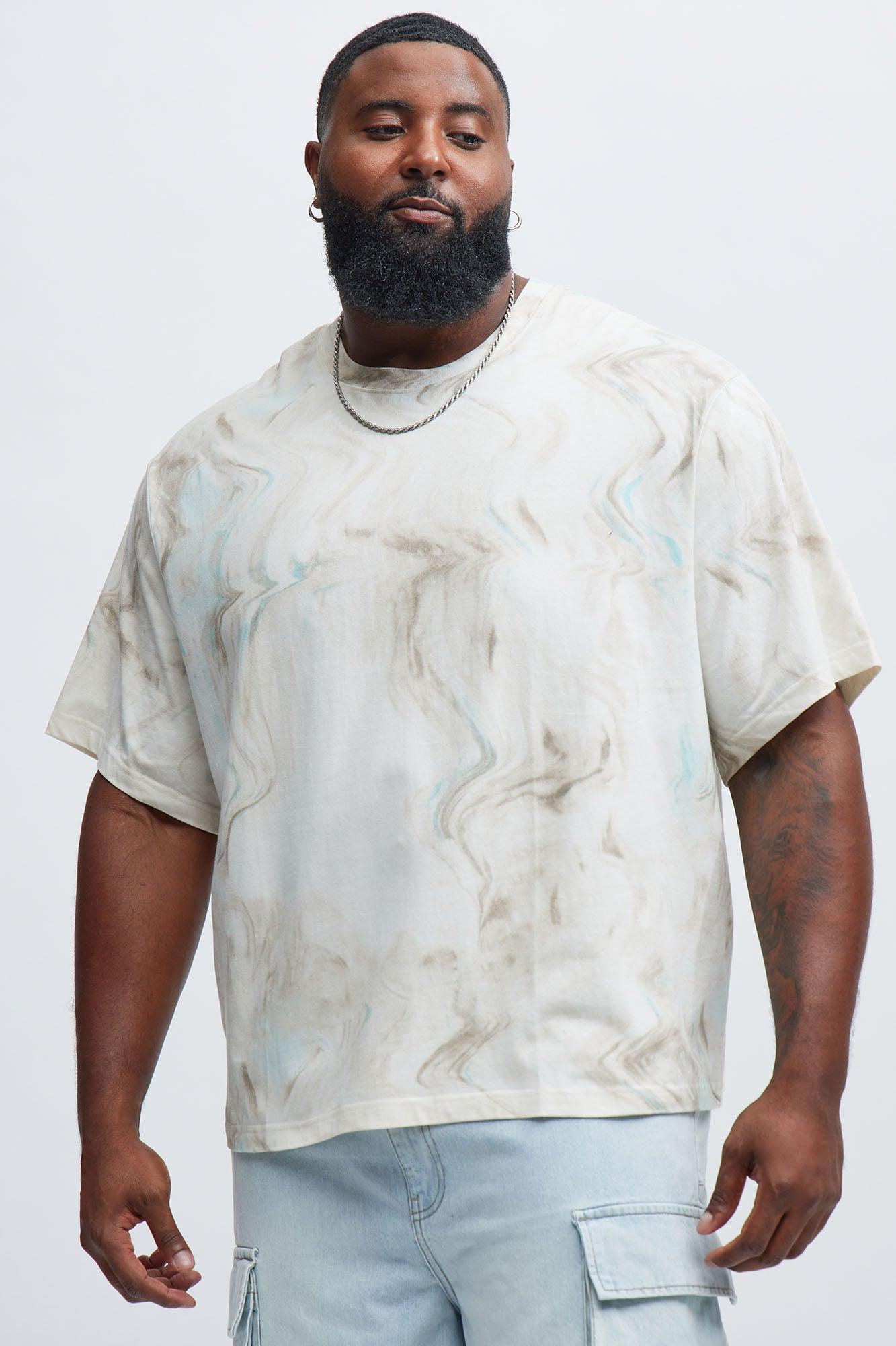 Marble Print Relaxed Tee - Off  White/combo Product Image