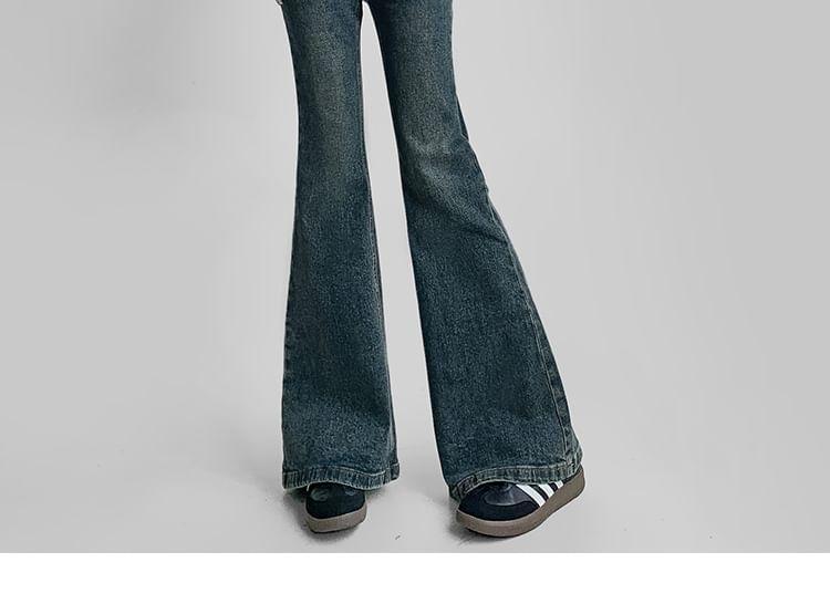 High Rise Washed Flared Jeans Product Image