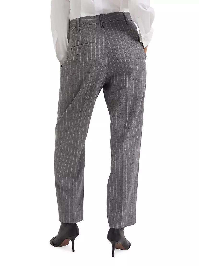 Wool Mouliné Chalk Stripe Slouchy Trousers Product Image