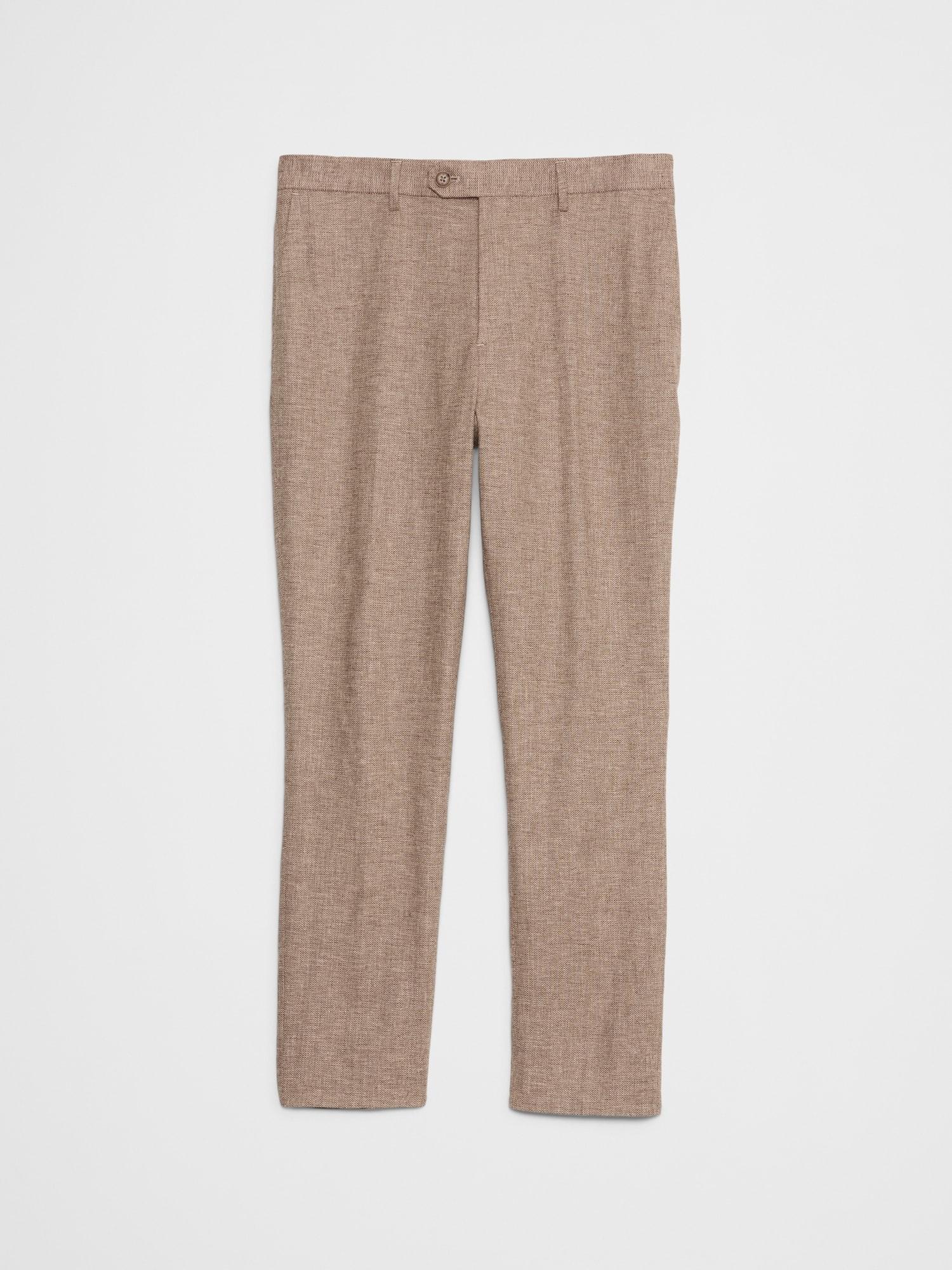 Tailored-Fit Linen-Blend Herringbone Suit Trouser Product Image