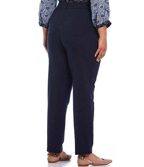 Intro Plus Size Stella Double Knit Slim Straight Leg Pull-On Pants Product Image