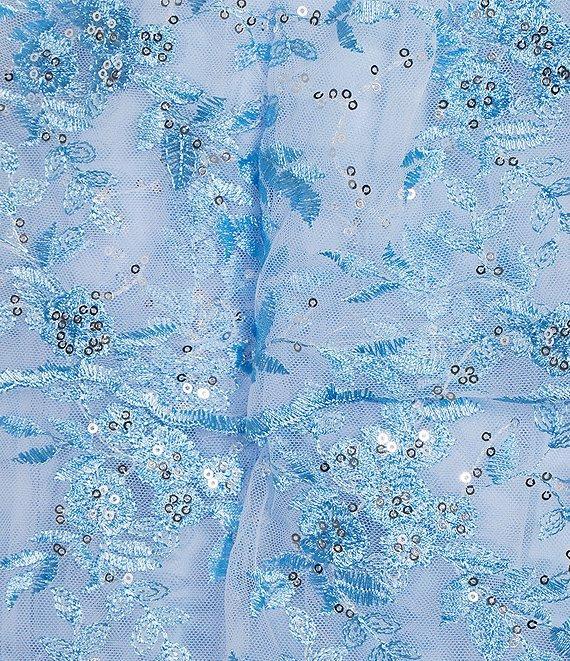 Next Up Spaghetti Strap Sequin Embroidered 7-Scallop Edge Ruffle Dress Product Image