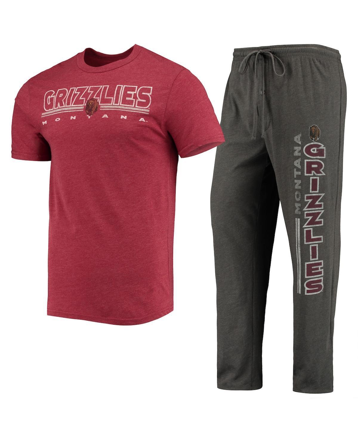 Mens Concepts Sport Heathered Charcoal/Maroon Montana Grizzlies Meter T-Shirt & Pants Sleep Set Product Image