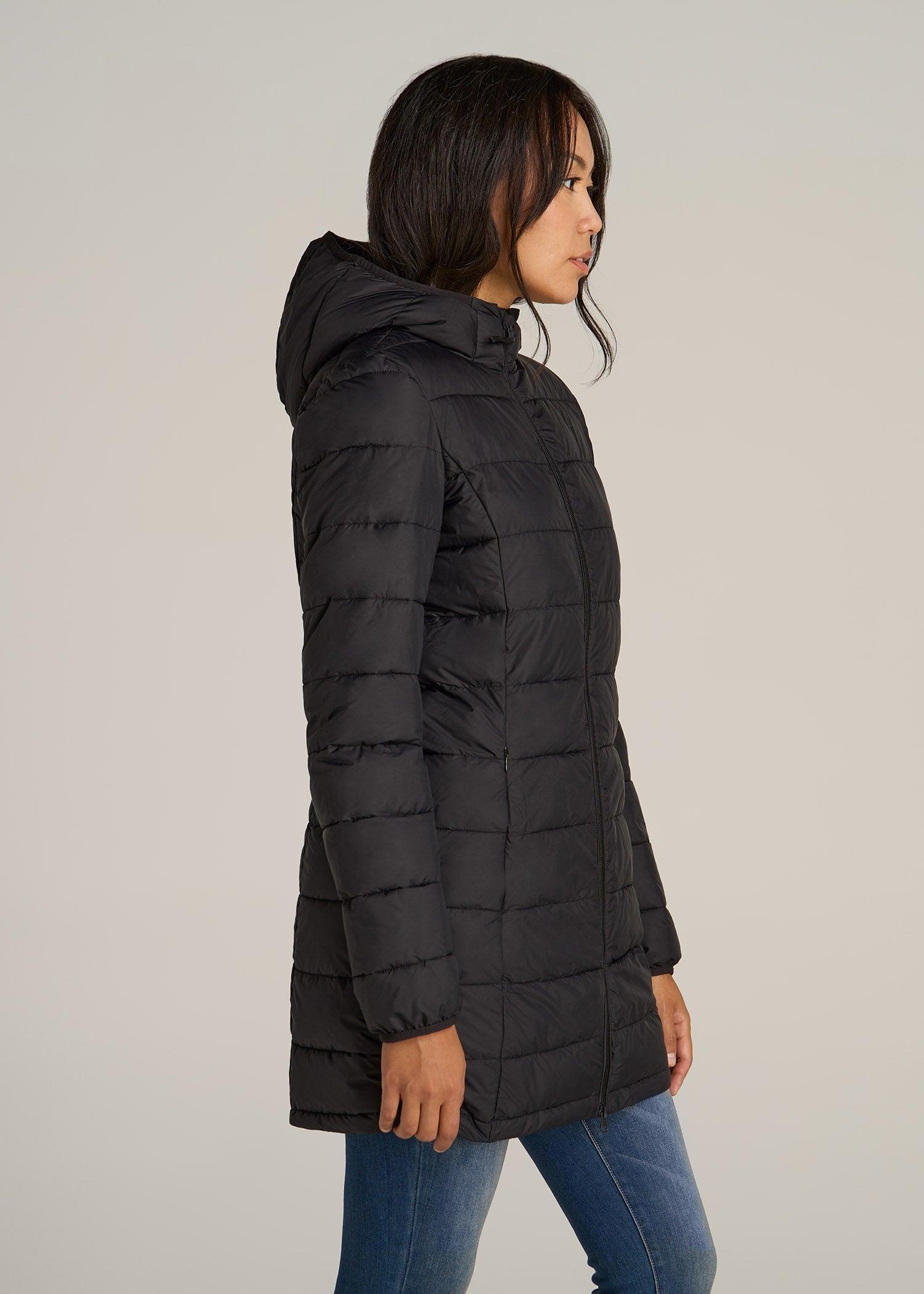 Packable Puffer Jacket for Tall Women in Black Female Product Image